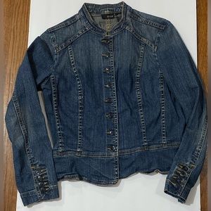 A.N.A. Womens S, Jean Jacket with Ruffled Waist